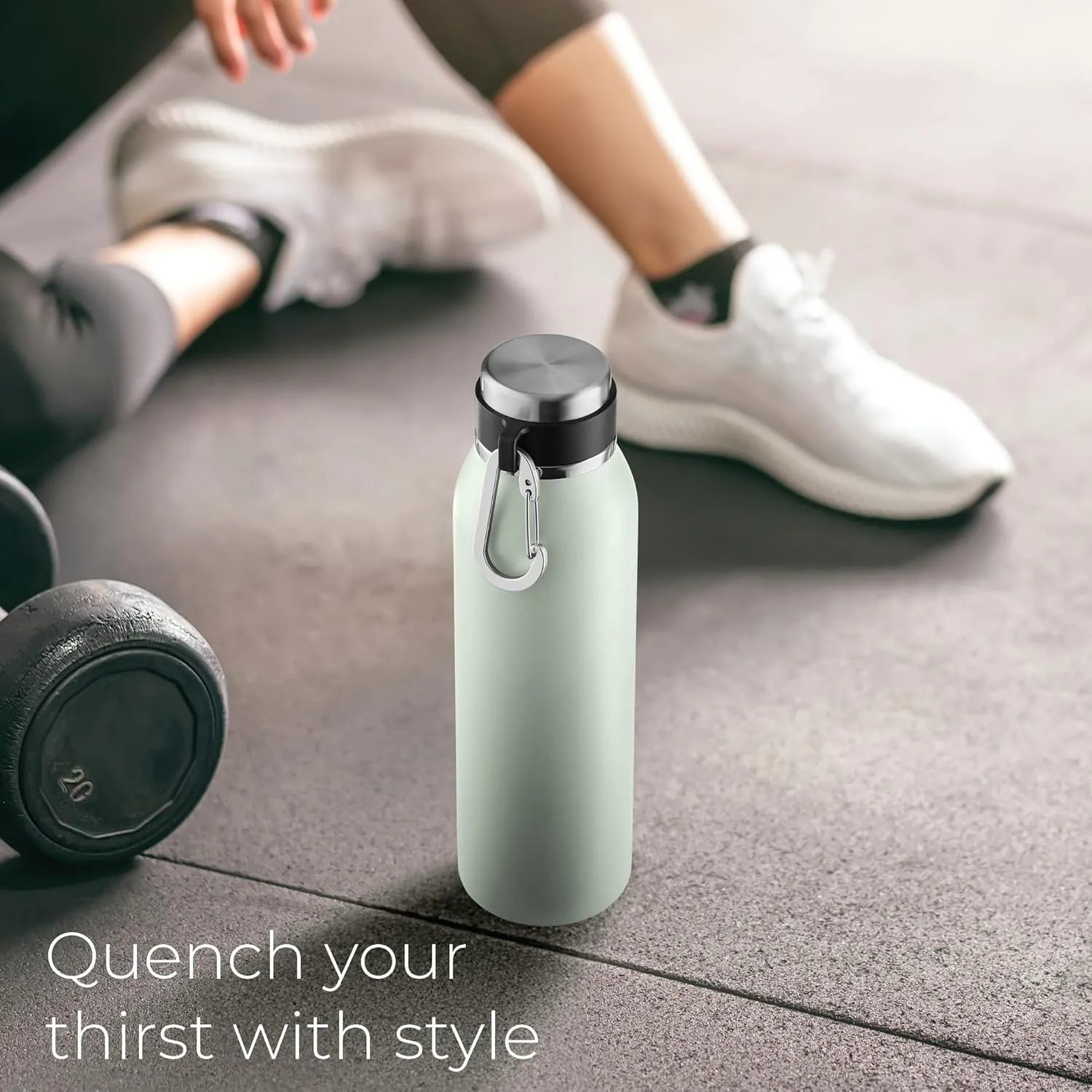 SipX™ Triple-Insulated Stainless Steel Water Bottle - 20oz. With Cover Lid, BPA-Free Reusable Insulated Water Bottle Keeps Cold For 24 Hours, (Green)