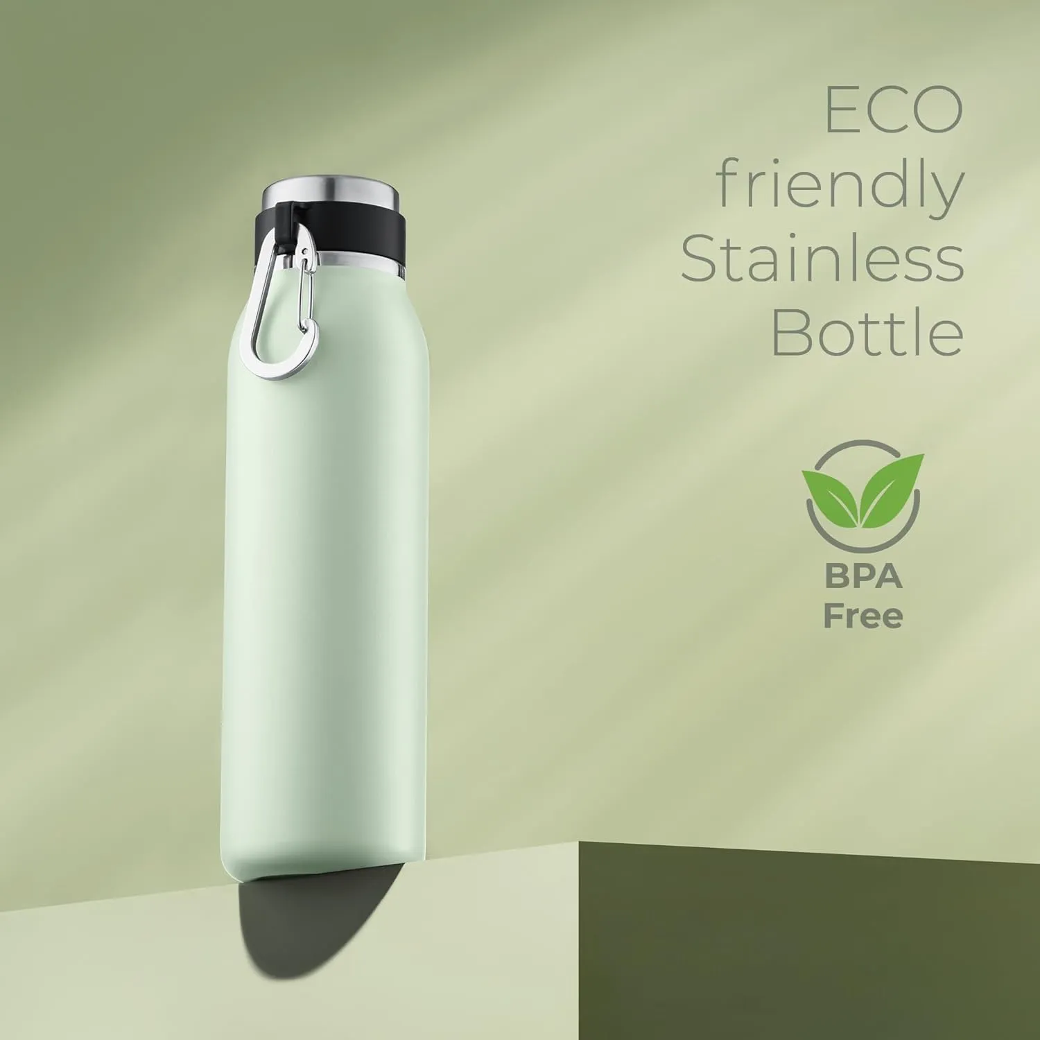 SipX™ Triple-Insulated Stainless Steel Water Bottle - 20oz. With Cover Lid, BPA-Free Reusable Insulated Water Bottle Keeps Cold For 24 Hours, (Green)