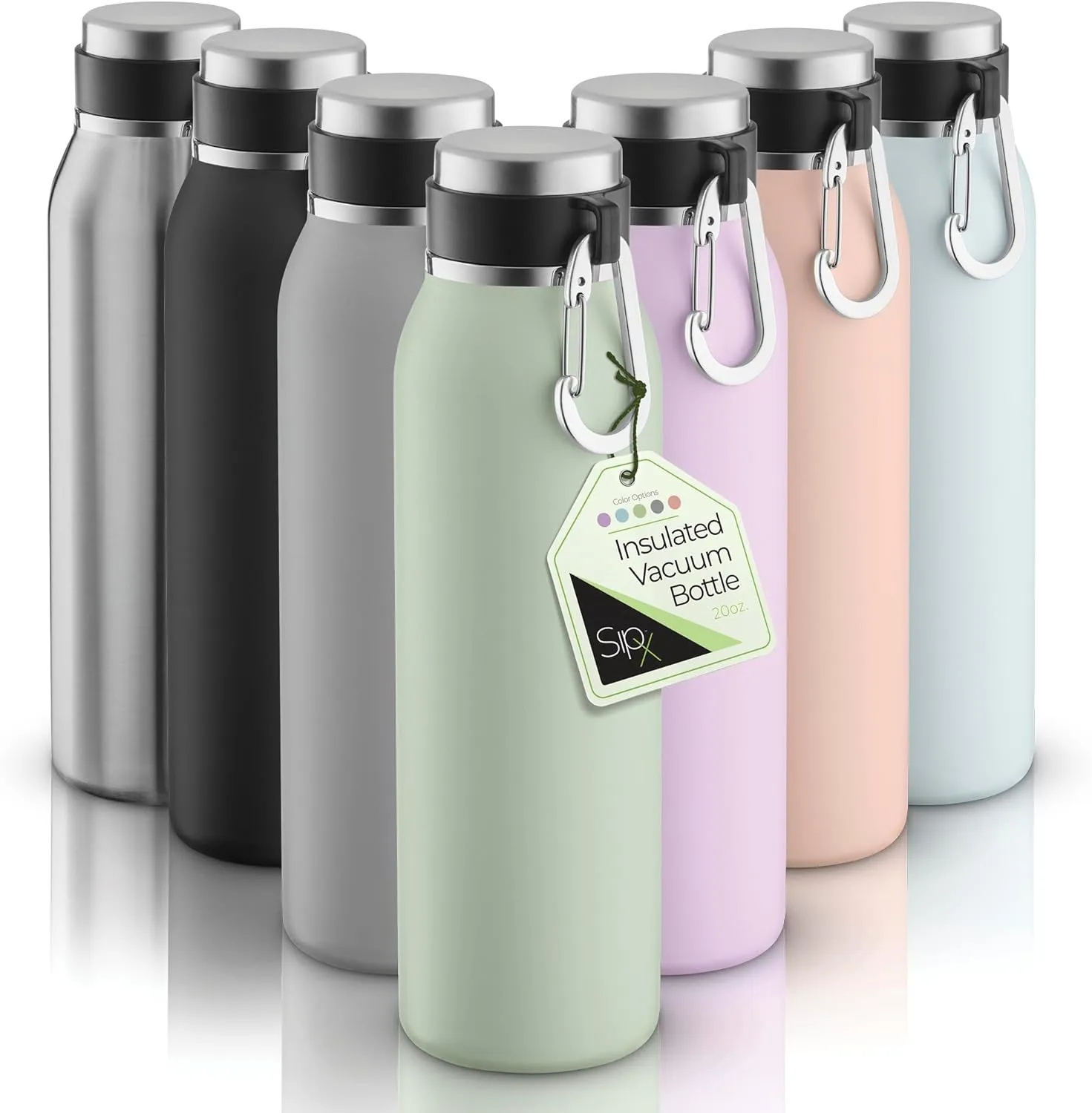 SipX™ Triple-Insulated Stainless Steel Water Bottle - 20oz. With Cover Lid, BPA-Free Reusable Insulated Water Bottle Keeps Cold For 24 Hours, (Green)