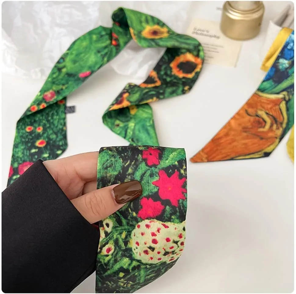 Skinny Scarf for Women Bag Handbag Handle Silky Ribbon Scarf Bandeau Hairband Headband Neckerchief Neck Scarves
