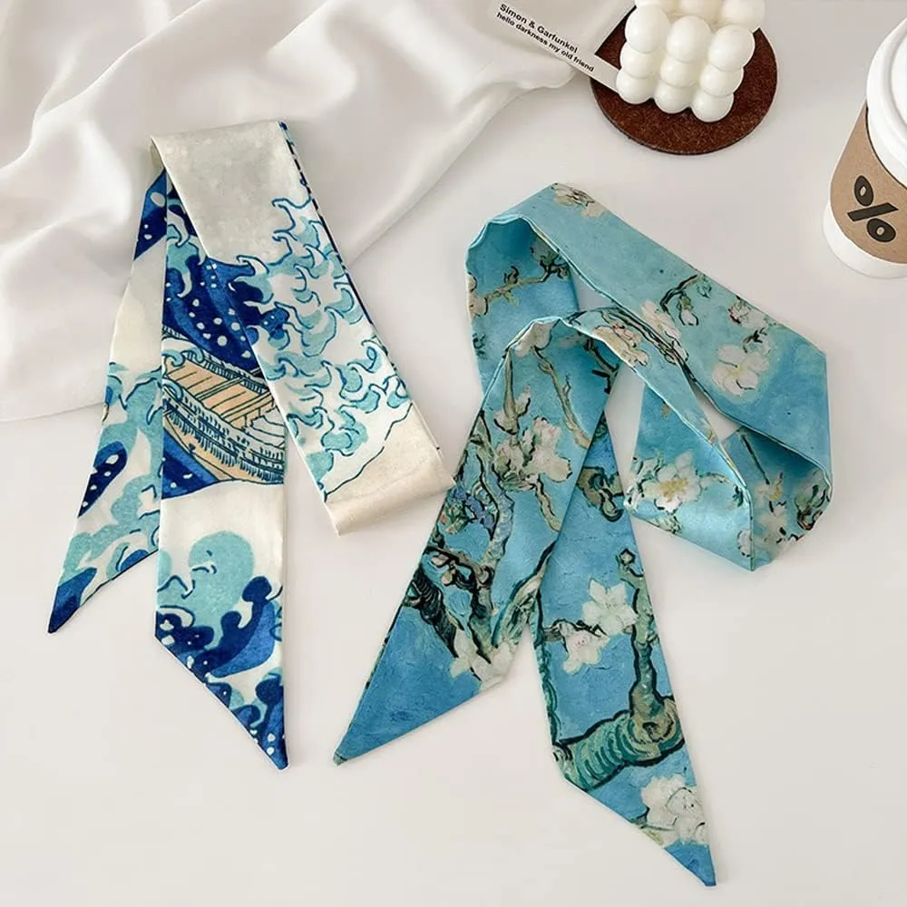 Skinny Scarf for Women Bag Handbag Handle Silky Ribbon Scarf Bandeau Hairband Headband Neckerchief Neck Scarves