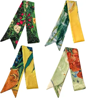 Skinny Scarf for Women Bag Handbag Handle Silky Ribbon Scarf Bandeau Hairband Headband Neckerchief Neck Scarves