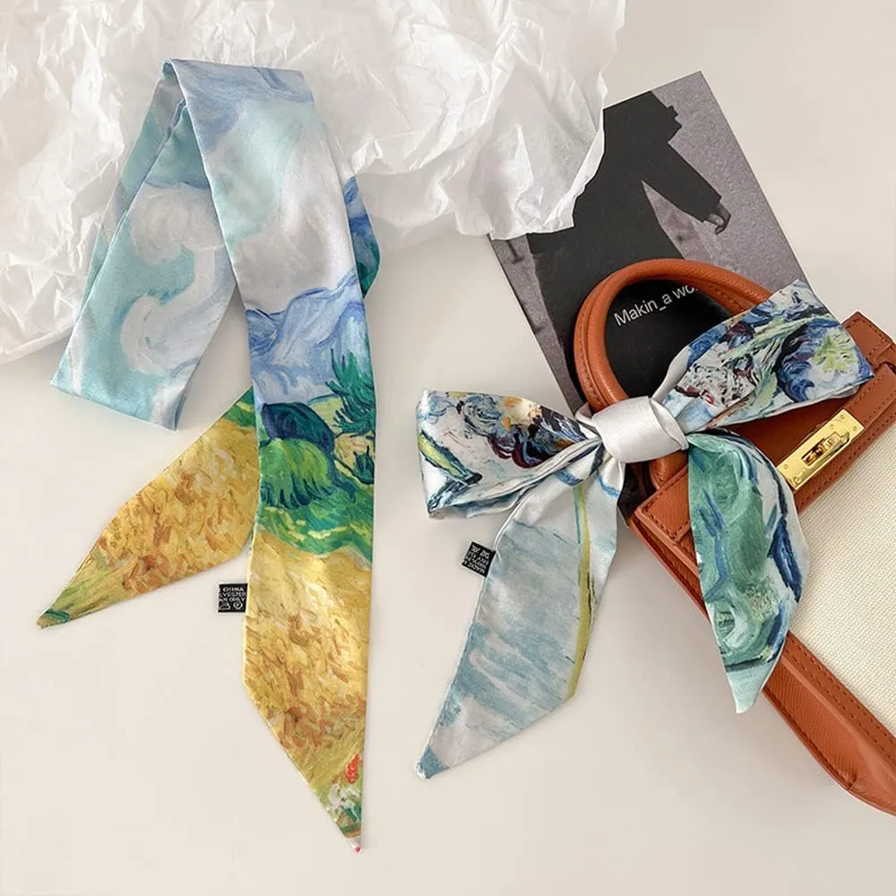 Skinny Scarf for Women Bag Handbag Handle Silky Ribbon Scarf Bandeau Hairband Headband Neckerchief Neck Scarves