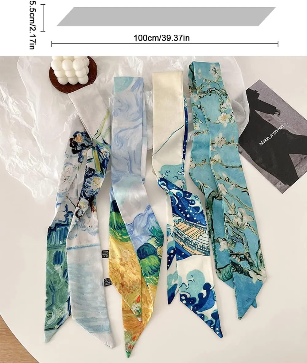 Skinny Scarf for Women Bag Handbag Handle Silky Ribbon Scarf Bandeau Hairband Headband Neckerchief Neck Scarves