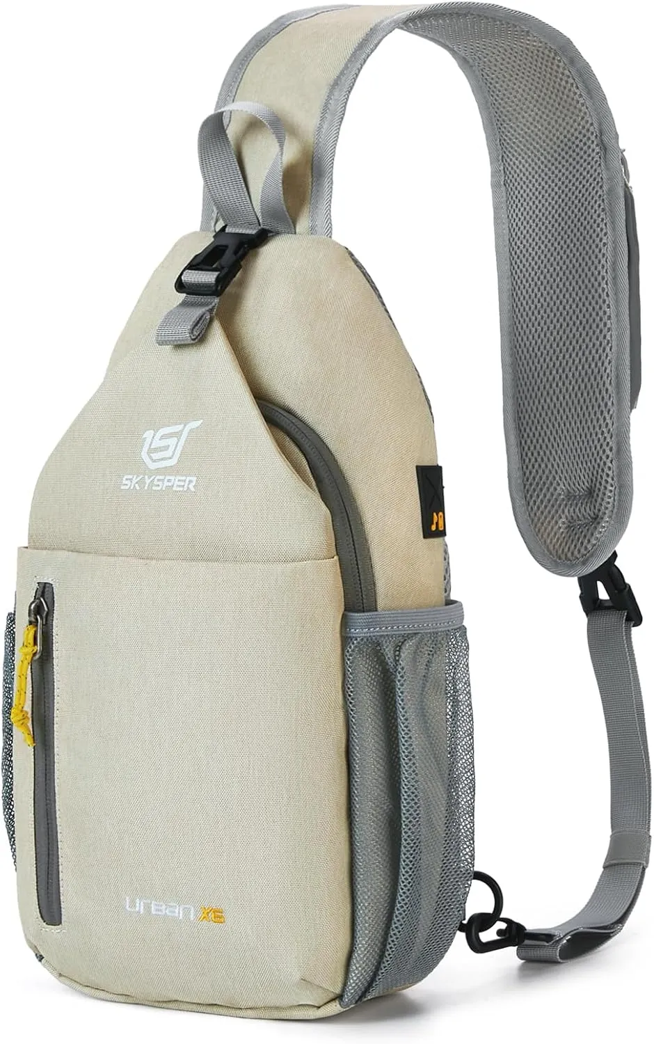 SKYSPER Sling Bag Crossbody Backpack - Chest Shoulder Cross Body Bag Travel Hiking Casual Daypack for Women Men(Beige)