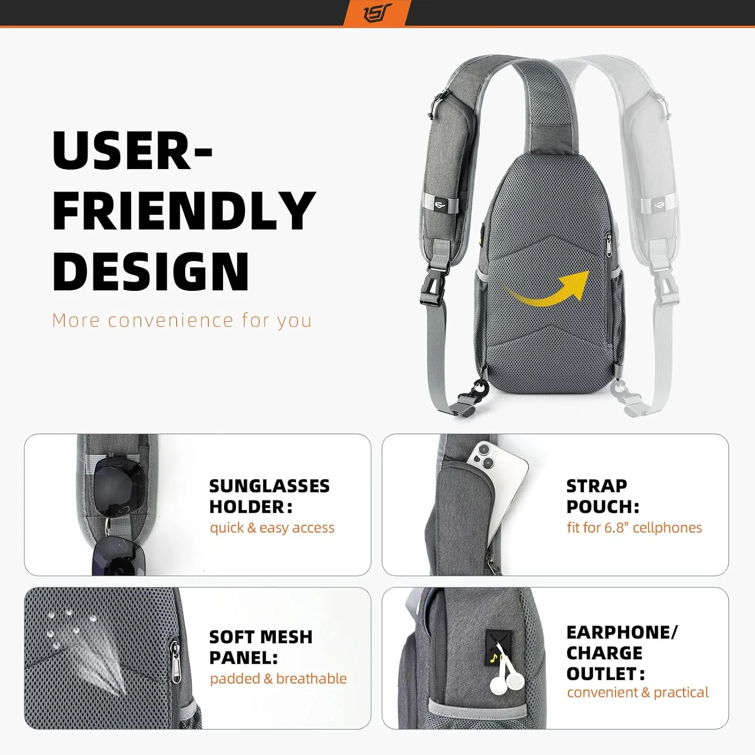SKYSPER Sling Bag RFID Crossbody Sling Backpack Cross Body Shoulder Bag Travel Hiking Daypack for Women Men