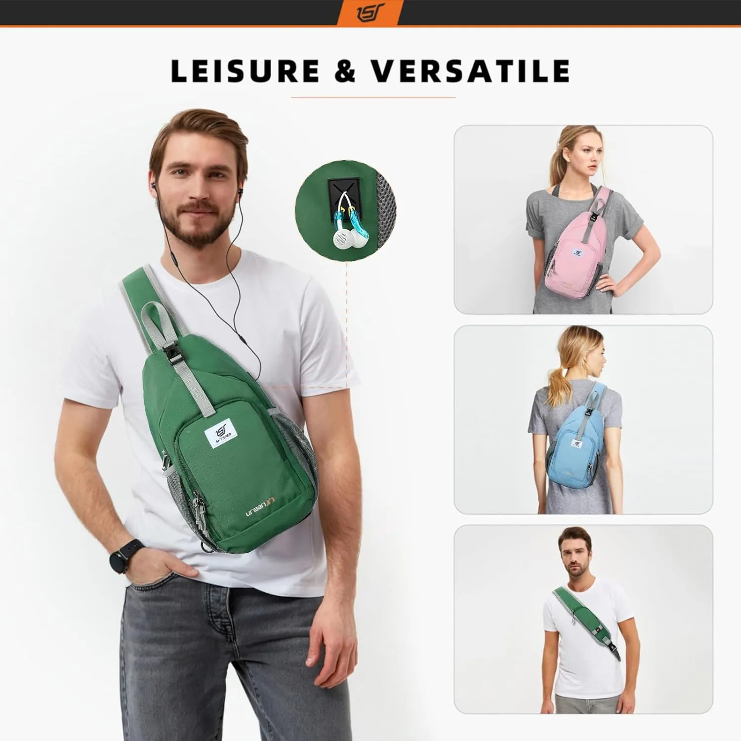SKYSPER Sling Bag RFID Crossbody Sling Backpack Cross Body Shoulder Bag Travel Hiking Daypack for Women Men