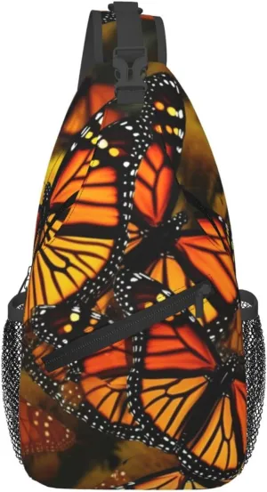Sling Backpack Bag Crossbody Shoulder Bag Monarch Butterflies Chest Bag Lightweight Hiking Daypack,Unisex