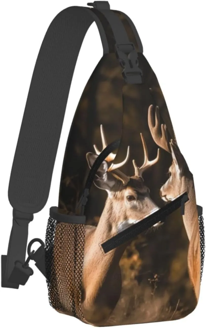 Sling Bag Crossbody Sling Backpack for Men Women Two deers Cross Chest Bag Travel Hiking Daypack