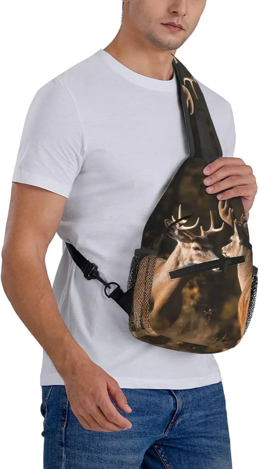 Sling Bag Crossbody Sling Backpack for Men Women Two deers Cross Chest Bag Travel Hiking Daypack