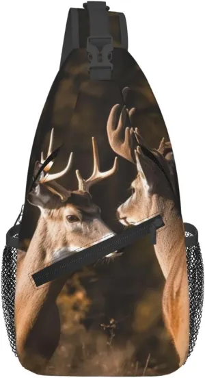 Sling Bag Crossbody Sling Backpack for Men Women Two deers Cross Chest Bag Travel Hiking Daypack