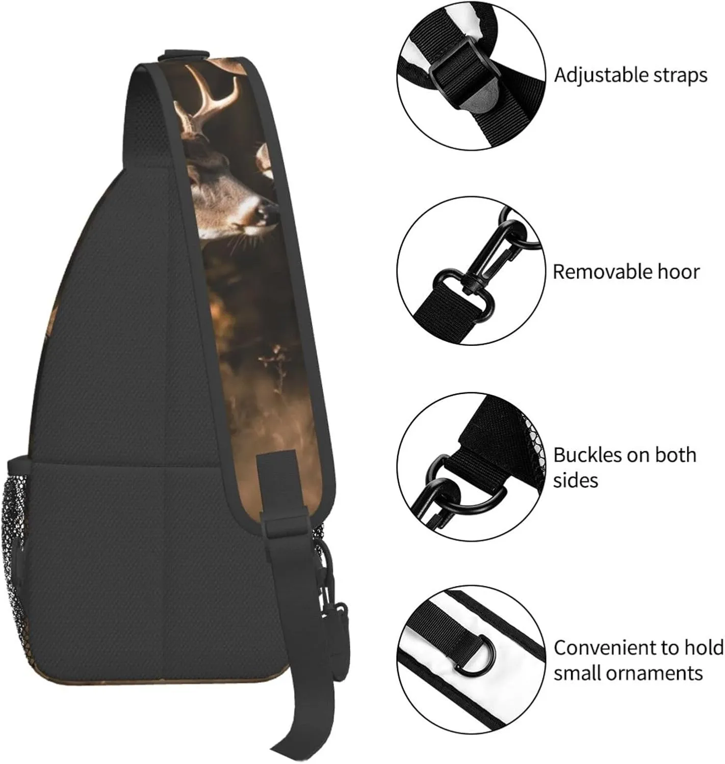 Sling Bag Crossbody Sling Backpack for Men Women Two deers Cross Chest Bag Travel Hiking Daypack