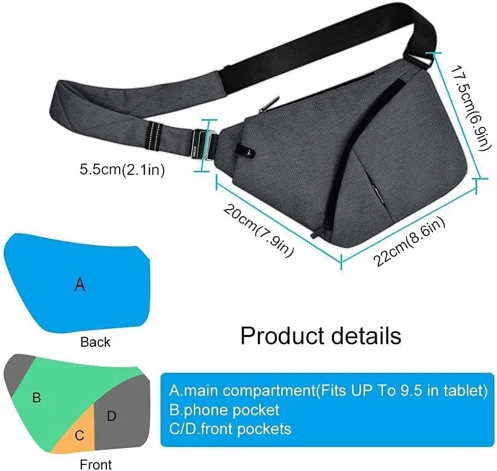 Sling Bag for Men, Crossbody Bag Shoulder Bag for Men Anti-theft Bag for Travel Casual