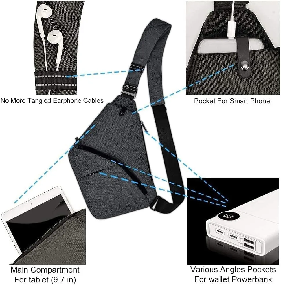 Sling Bag for Men, Crossbody Bag Shoulder Bag for Men Anti-theft Bag for Travel Casual