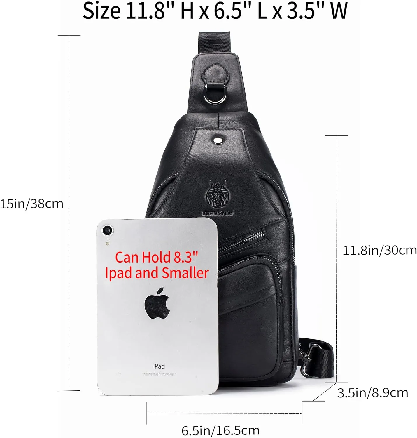 Sling Bag for Men Genuine Leather Small Man Bag Crossbody Mens Casual Chest Bag Daypack with USB Cable Hole