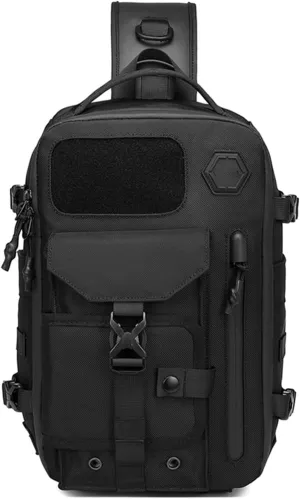 Sling Bag Multipurpose Cross Body Shoulder Bag Anti Theft Travel Bag for Men Women Tactical Sling Backpack (Black)