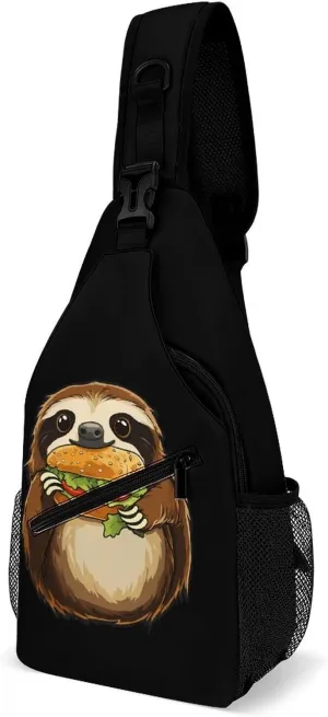 Sloth Eating A Sandwich Casual Sling Bag Backpack Travel Shoulder Chest Crossbody Bags Adjustable Daypack Unisex