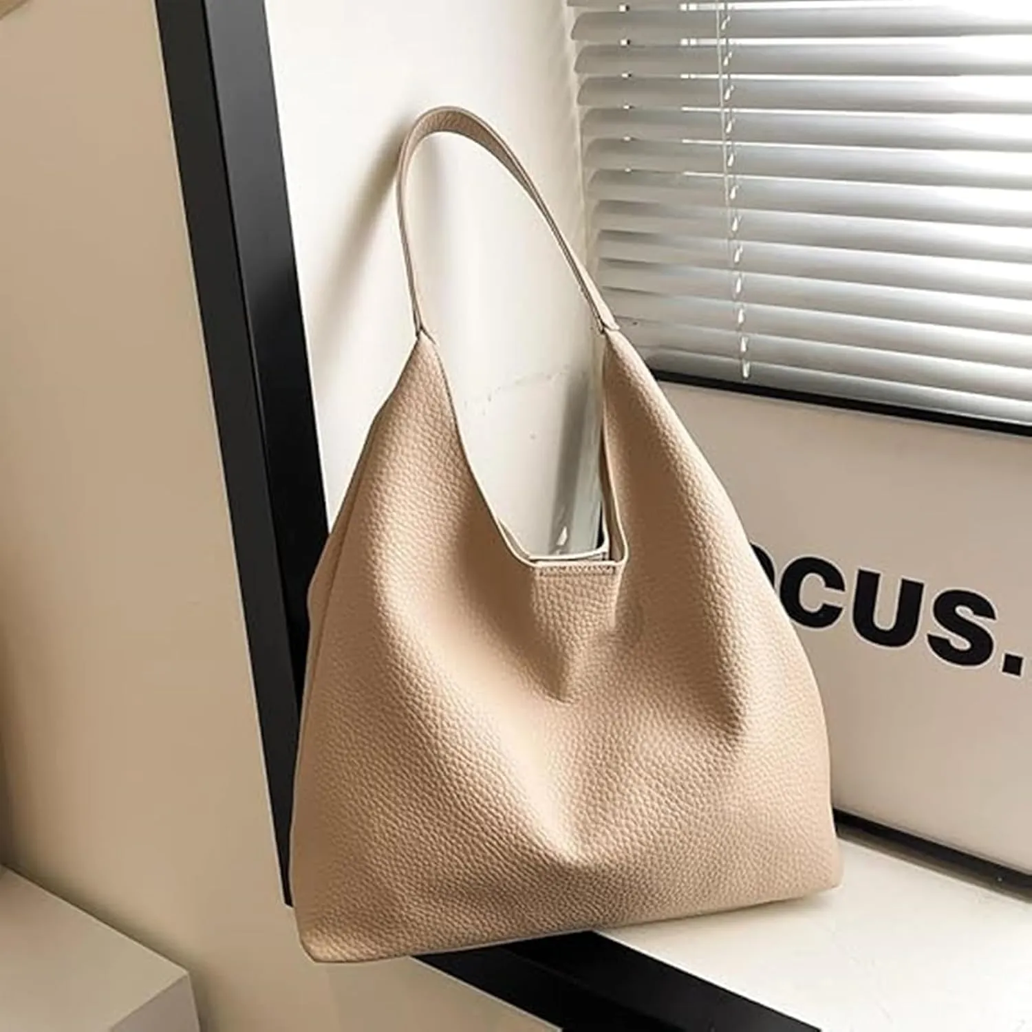 Slouchy Hobo Bags for Women Tote Bag,Retro PU Leather Crossbody Bag,Soft Shoulder Purses Handbags Large Capacity 2pcs