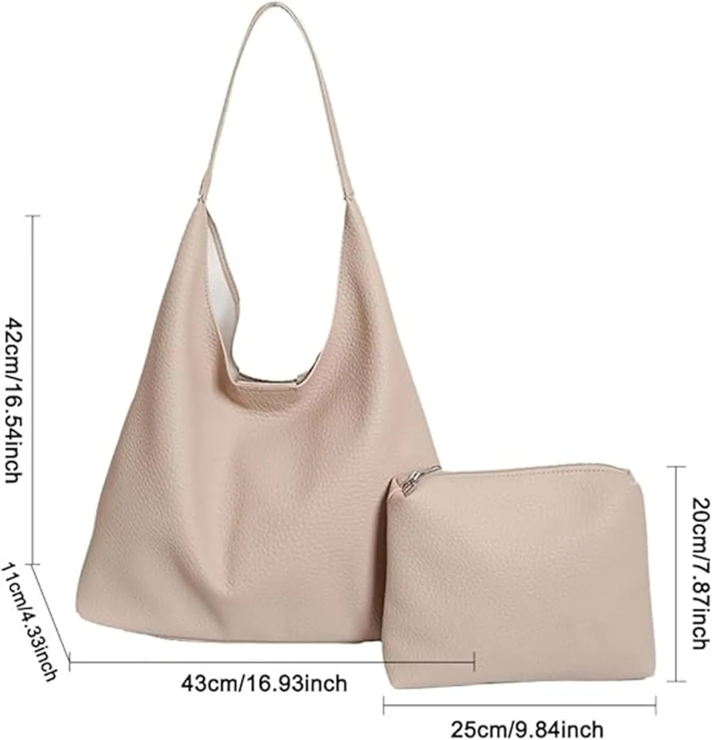 Slouchy Hobo Bags for Women Tote Bag,Retro PU Leather Crossbody Bag,Soft Shoulder Purses Handbags Large Capacity 2pcs