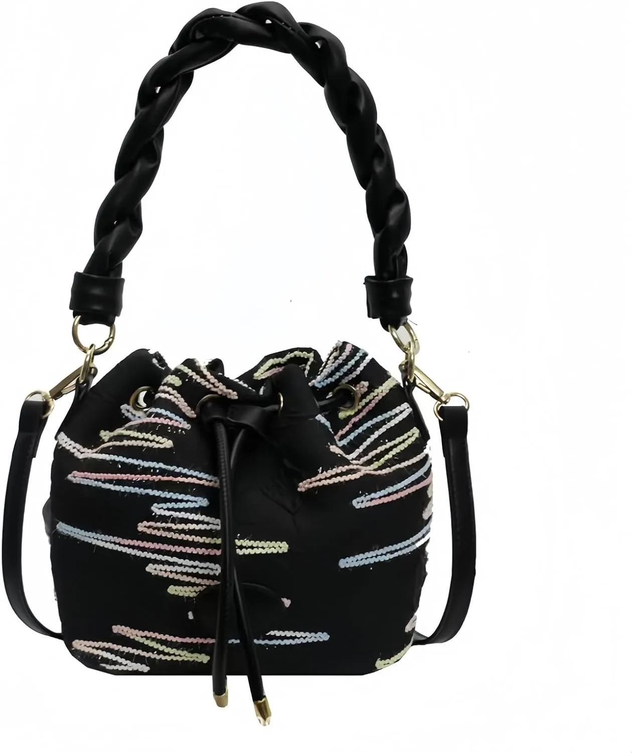 Small Bucket Bags for Women, Mini Crossbody Tote Bag with Detachable Shoulder Strap, Girls Top Handle Handbag