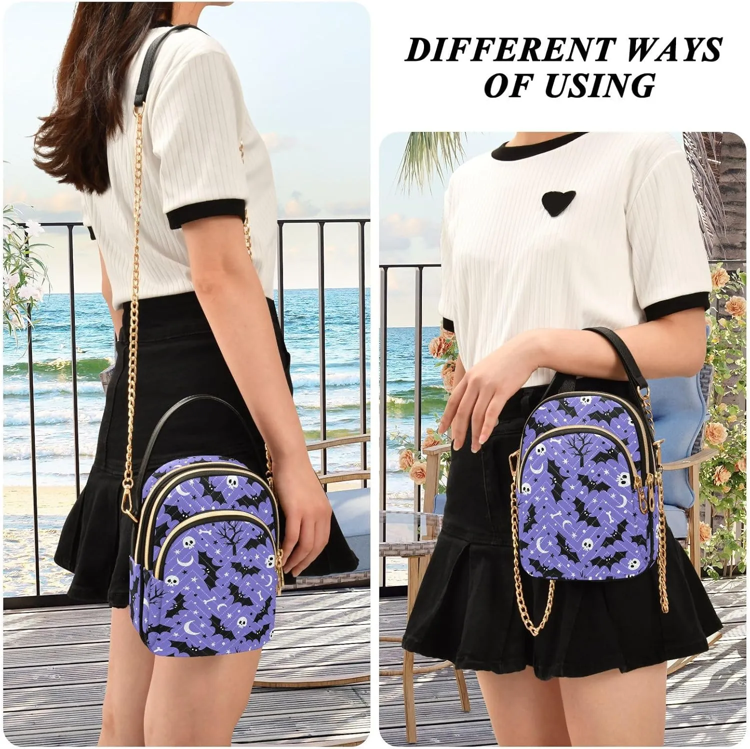Small Cross body Bags for Women Quilted Crossbody Cell Phone Shoulder Purse Handbags Wallet Detachable Chain Bag