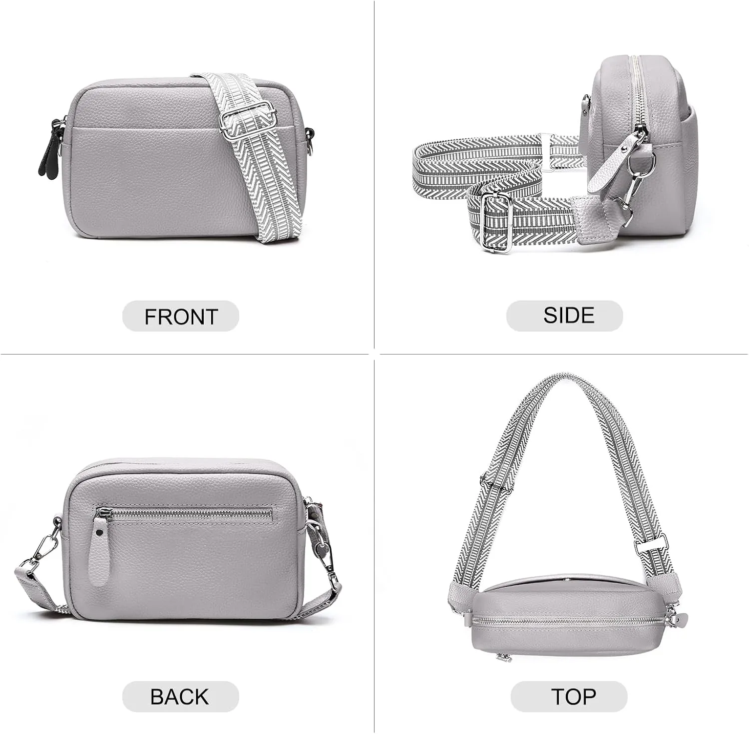 Small Crossbody Bags for Women Genuine Leather, Guitar Strap Shoulder Handbag Purse Camera Bag with Rfid Card Slots