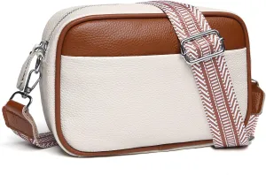 Small Crossbody Bags for Women Genuine Leather, Guitar Strap Shoulder Handbag Purse Camera Bag with Rfid Card Slots
