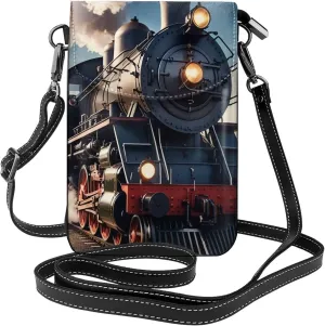 Small Crossbody Bags for Women,Leather Shoulder Bag for Cell Phone Purse with Strap and black and gold flowers Printed