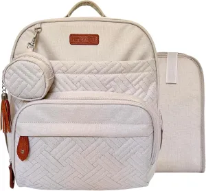 Small Diaper Bag Backpack, Mini Diaper Backpack, Lightweight, Insulated Pockets, Changing Pad, Stroller Straps (Classic, Light Cream)