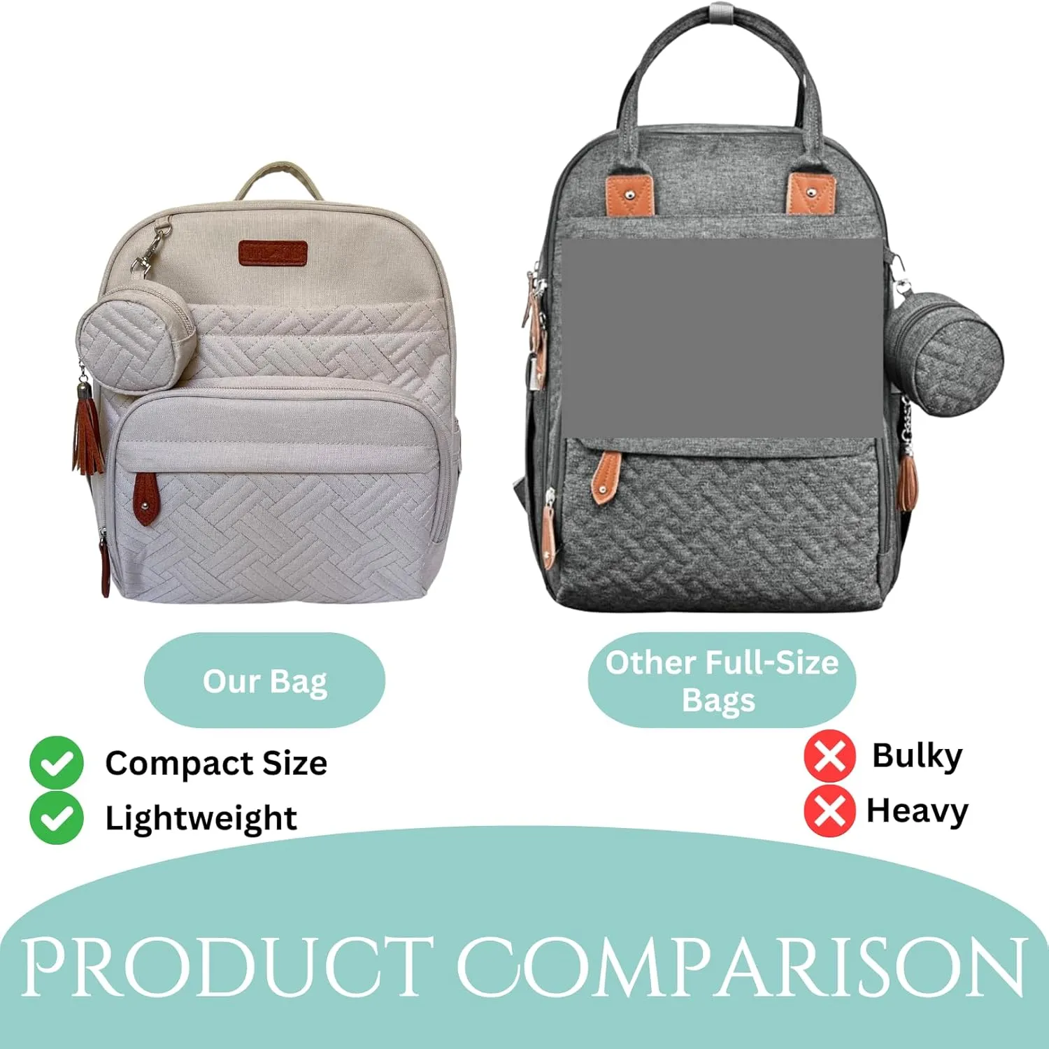 Small Diaper Bag Backpack, Mini Diaper Backpack, Lightweight, Insulated Pockets, Changing Pad, Stroller Straps (Classic, Light Cream)