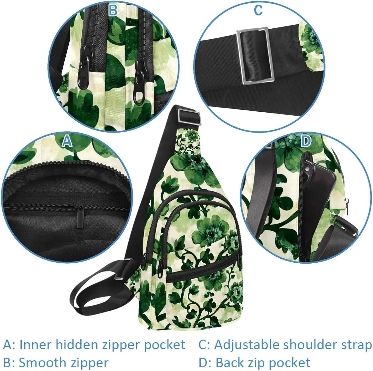 Small Sling Backpack Crossbody Sling Bag, Chest Bag Daypack, Vintage Floral
