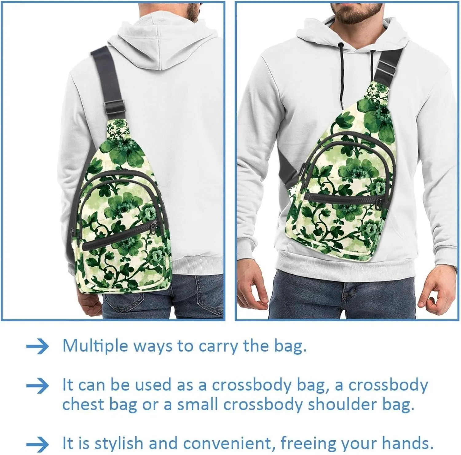 Small Sling Backpack Crossbody Sling Bag, Chest Bag Daypack, Vintage Floral
