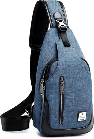 Small Sling Bag Crossbody Backpack Over the Shoulder Bag for Men Women Travel Outdoors, Lightweight Chest Pack (Small, Blue)