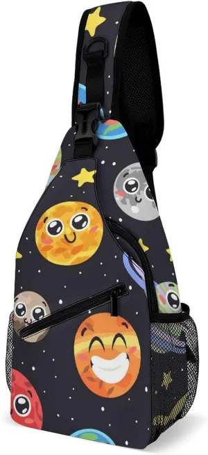 Solar System Space Star Fashion Sling Bag Shoulder Chest Crossbody Bags for Women Men Backpack Daypack Travel Hiking