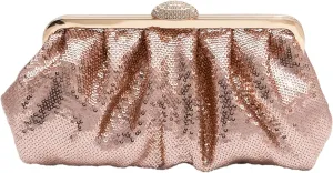 Solid Color Fish Scale Sequins Pleated Clutch Bag Hardware With Rhinestones Shiny Crossbody Purse for Women