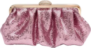 Solid Color Fish Scale Sequins Pleated Clutch Bag Hardware With Rhinestones Shiny Crossbody Purse for Women