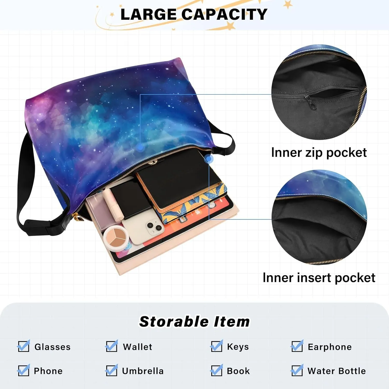 Space Large Leather Crossbody Bag, Shoulder Sling Bag for Men, Cross Body Leather Shoulder Bag