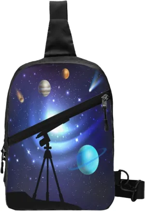 Space Telescope Sling Bag for Men Women, Small Crossbody Sling Backpack Shoulder Chest Bag, Anti Theft Travel Hiking Sports