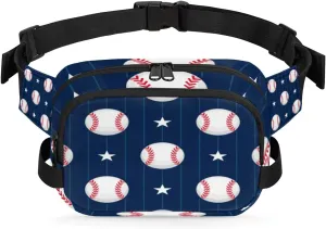 Sport Baseball Pattern Fanny Pack Durable with Adjustable Belt Main Zippered Pocket Lightweight Waterproof Belt Bag for Travel Sports Workout Hiking Phone Bag