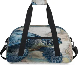 Sports Duffle Bags Travel Duffle Bag Gym Bag Weekender Travel Bag Waterproof Overnight Bag Carry On Travel Tote Bag Dance Bags -Map Turtle