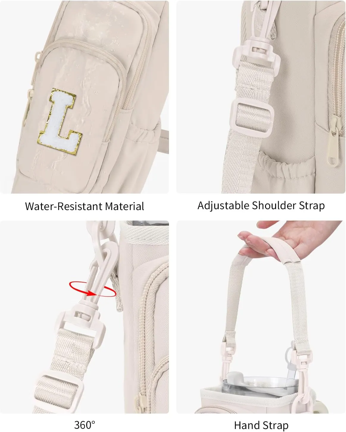 sportsnew Gifts for Mom Water Bottle Carrier Bag for Stanley Brumate era 40 oz Tumbler with Phone Pocket Personalized Initial Water Bottle Holder with Strap & Straw Toppers Stanley Cup Accessories