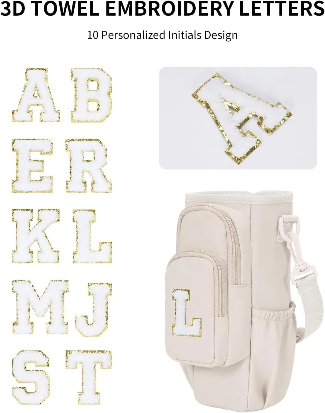 sportsnew Gifts for Mom Water Bottle Carrier Bag for Stanley Brumate era 40 oz Tumbler with Phone Pocket Personalized Initial Water Bottle Holder with Strap & Straw Toppers Stanley Cup Accessories