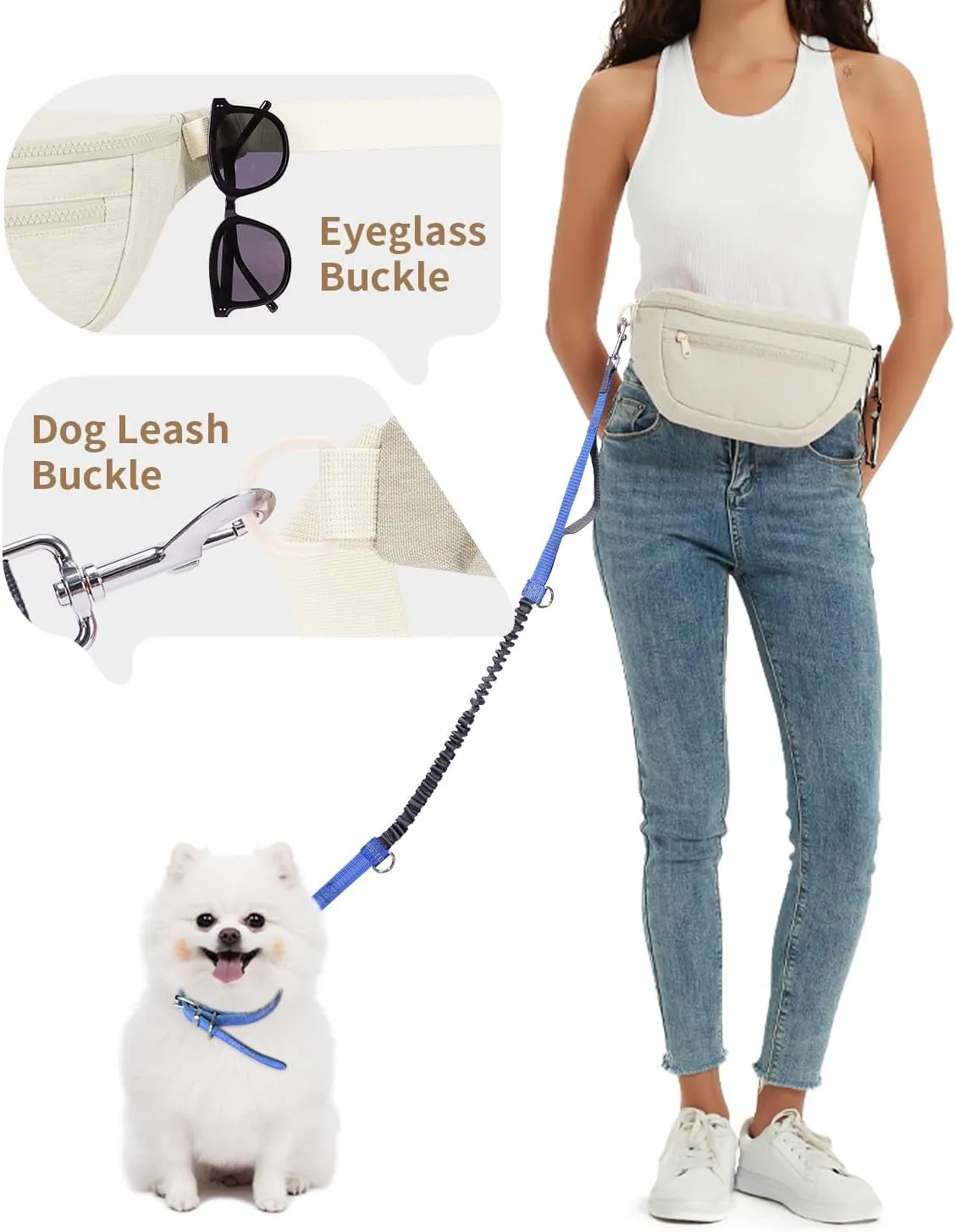 sportsnew Large Fanny Packs for Women, Waist Pack Fashion Crossbody Belt Bags for Walking Running Hiking Travel Bag Beige patent pending
