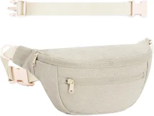 sportsnew Large Fanny Packs for Women, Waist Pack Fashion Crossbody Belt Bags for Walking Running Hiking Travel Bag Beige patent pending