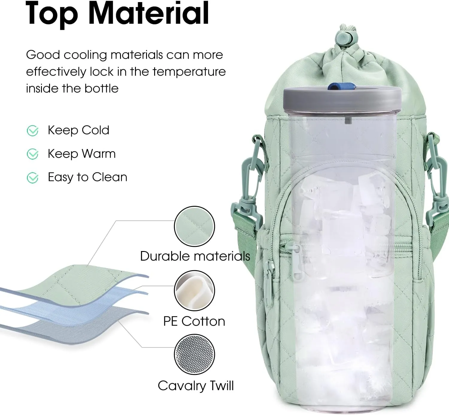 sportsnew Water Bottle Holder with Strap 32oz 40oz Insulated Water Bottle Carrier Sling Bag with Phone Pocket Crossbody
