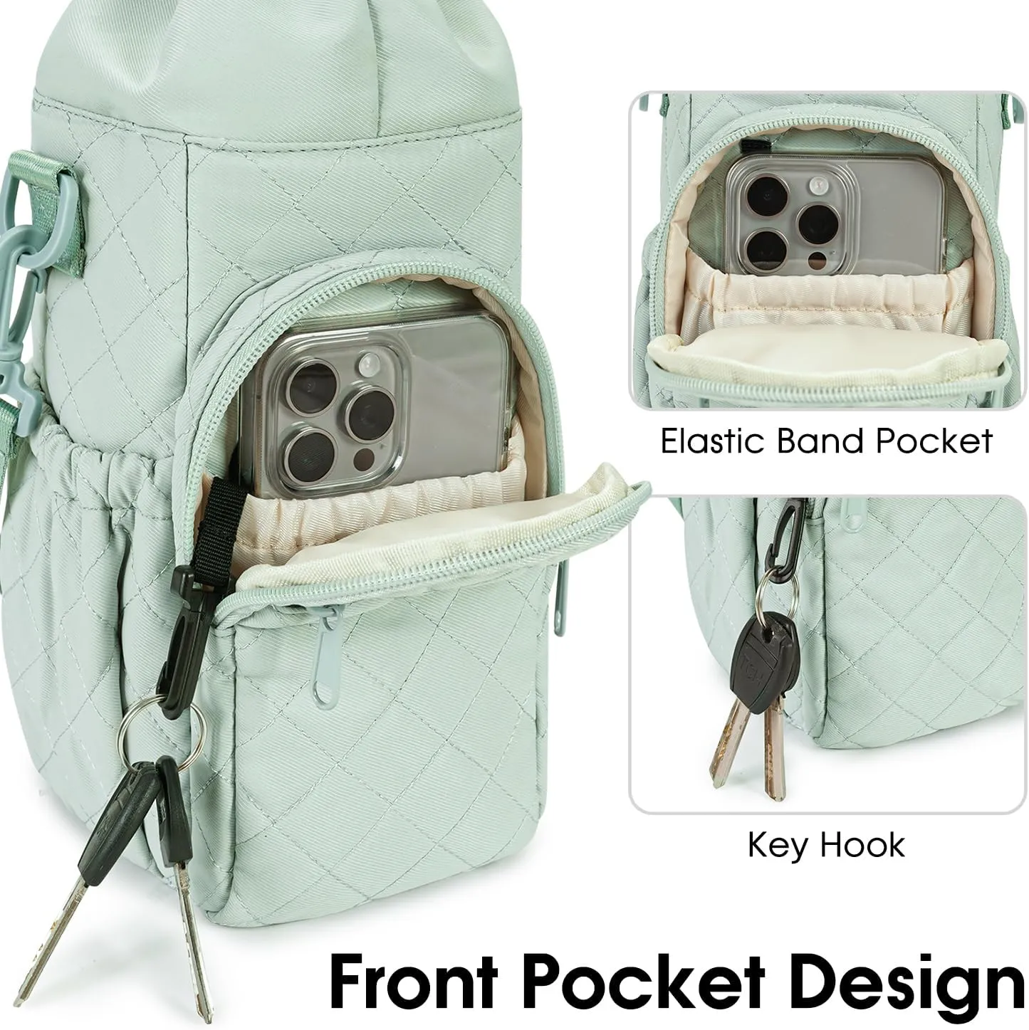 sportsnew Water Bottle Holder with Strap 32oz 40oz Insulated Water Bottle Carrier Sling Bag with Phone Pocket Crossbody