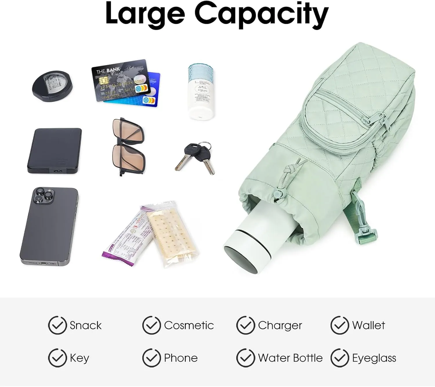 sportsnew Water Bottle Holder with Strap 32oz 40oz Insulated Water Bottle Carrier Sling Bag with Phone Pocket Crossbody