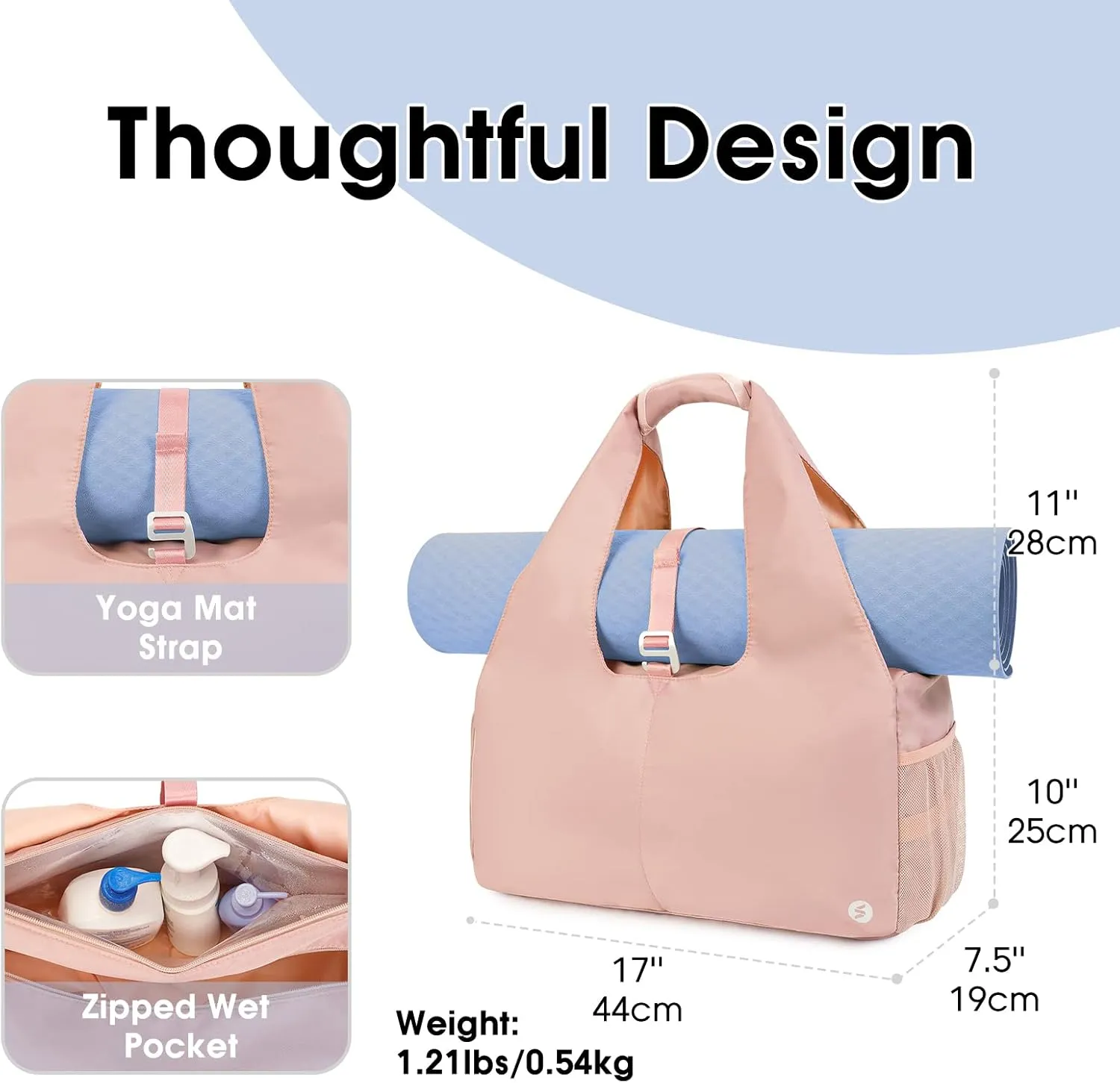 sportsnew Yoga Gym Bags for Women with Shoes Compartment & Wet Dry Storage Pockets & Adjustable Yoga Mat Holder, Patent Pending