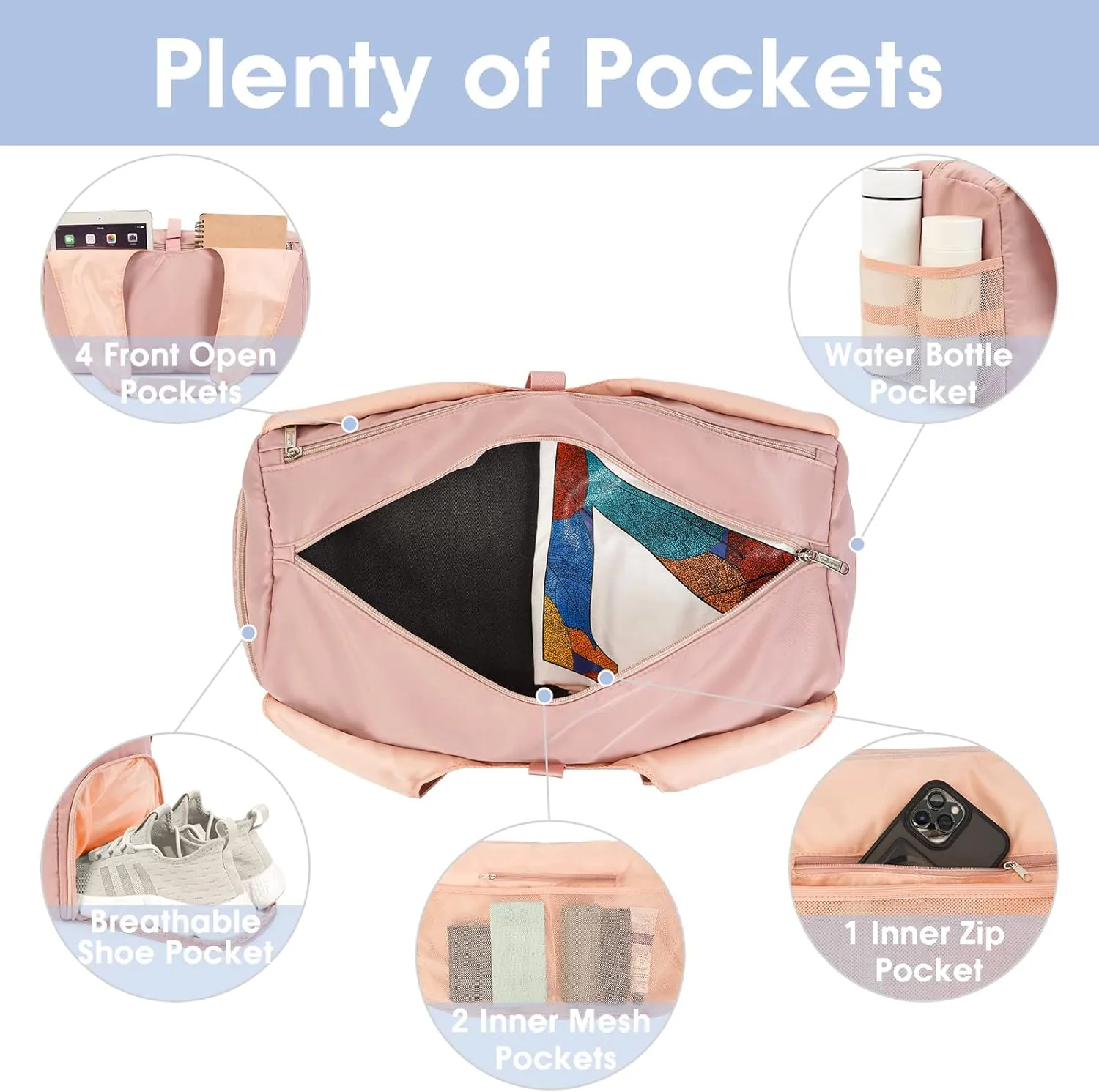 sportsnew Yoga Gym Bags for Women with Shoes Compartment & Wet Dry Storage Pockets & Adjustable Yoga Mat Holder, Patent Pending