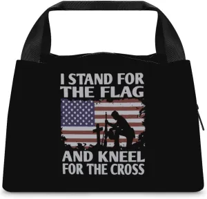 Stand for Flag Kneel for Cross Travel Lunch Bags with Zippered Portable Insulated Tote Bag to-Go Food Containers